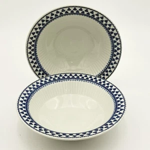 Vtg Adams Brentwood English Rim Cereal Soup Bowl Wedgewood Blue Clover Set 2 - Picture 1 of 4