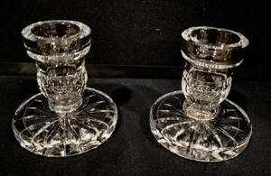 LENOX CRYSTAL SINGLE LIGHT 3" CANDLESTICK HOLDER WITH VERTICLE CUT STEM SET OF 2 - Picture 1 of 4