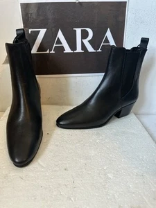 Zara Leather Chelsea Boots Size UK 4 EU 37 x - Picture 1 of 12