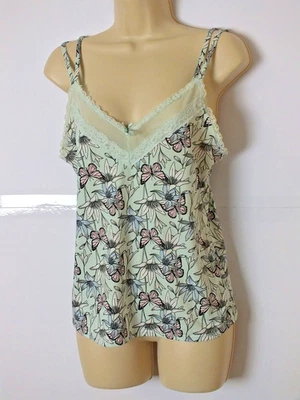 Jessica Simpson Tank Top Size Medium Butterfly & Flowers Lace Spaghetti Strap - Image 1 of 4
