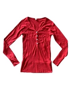 Old Navy Womens Pajama Long Sleeve Intimates Size M Medium Red Buttons Stretch - Picture 1 of 11