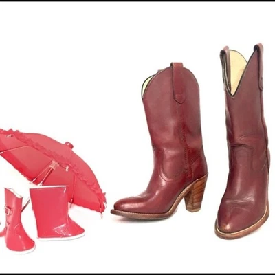 Botas de Vaquera Frye Coñac Mujer Talla 5.5 De Colección Eje Dividido Hechas en EE. UU. Rodeo Retro Foto 1 de 4