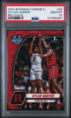 2024-25 Bowman Chrome University Dylan Harper Red Wave /45 PSA 10 Gem Mint 1st - Image 1 of 2