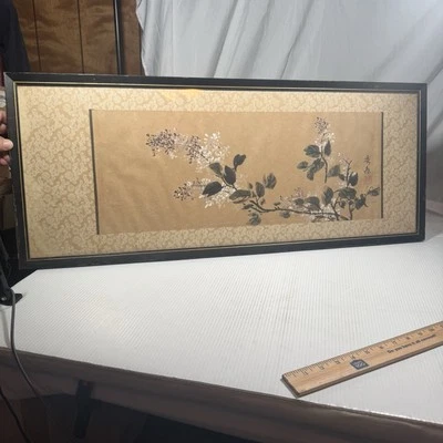 古董中国卷轴日本紫藤绘画 19 世纪末 20 世纪初 — 第 1/4 张图片