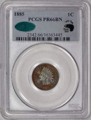 1885 Proof Indian Head One Cent 1c Penny PCGS PR66BN CAC - Great Color! - Image 1 of 4