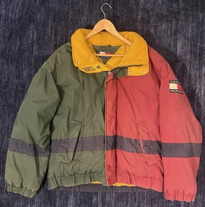 Tommy Hilfiger Men's Vintage Multicolor Y2K Puffer Jacket Size L Full Zip - Picture 1 of 7