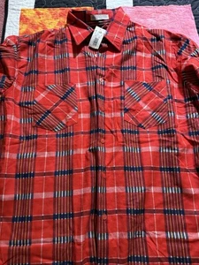 Vintage Saugatuck Dry Goods Flanellhemd Herren Large rot kariert Knopfleiste NEU - Bild 1 von 4