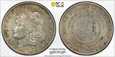 1879 Proof $1 PCGS PR-61 padrão dólar métrico golóide J-1626 - Imagem 1 de 4