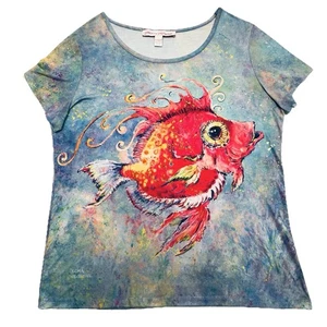 Leoma Lovegrove Women’s Size Large Top Fish Print - Picture 1 of 8