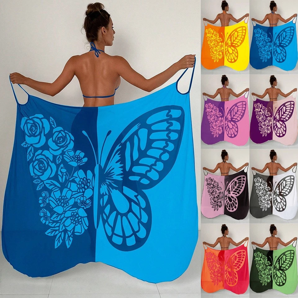 Ladies Bikini Cover Up Butterfly Beach Wrap Dress Women's Sarong Summer Swimwear - Image 1 of 4