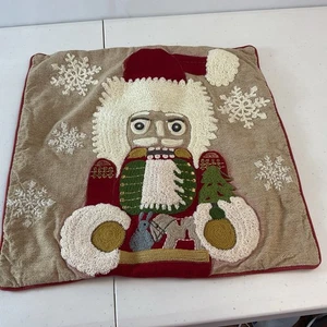 Pottery Barn NUSSKNACKER Perlen BESTICKTER KISSENBEZUG 18”x 18” Weihnachten - Bild 1 von 7