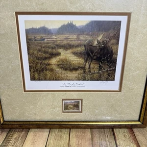 2000 Friends of NRA Event Sponsor Too Close for Comfort Moose Print & $5 Stamp - Bild 1 von 12