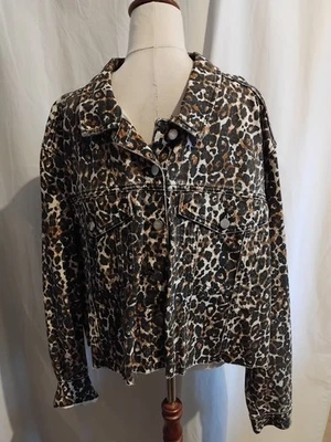 New Volcom Leopard Print Denim Jacket Size 20 - Image 1 of 4