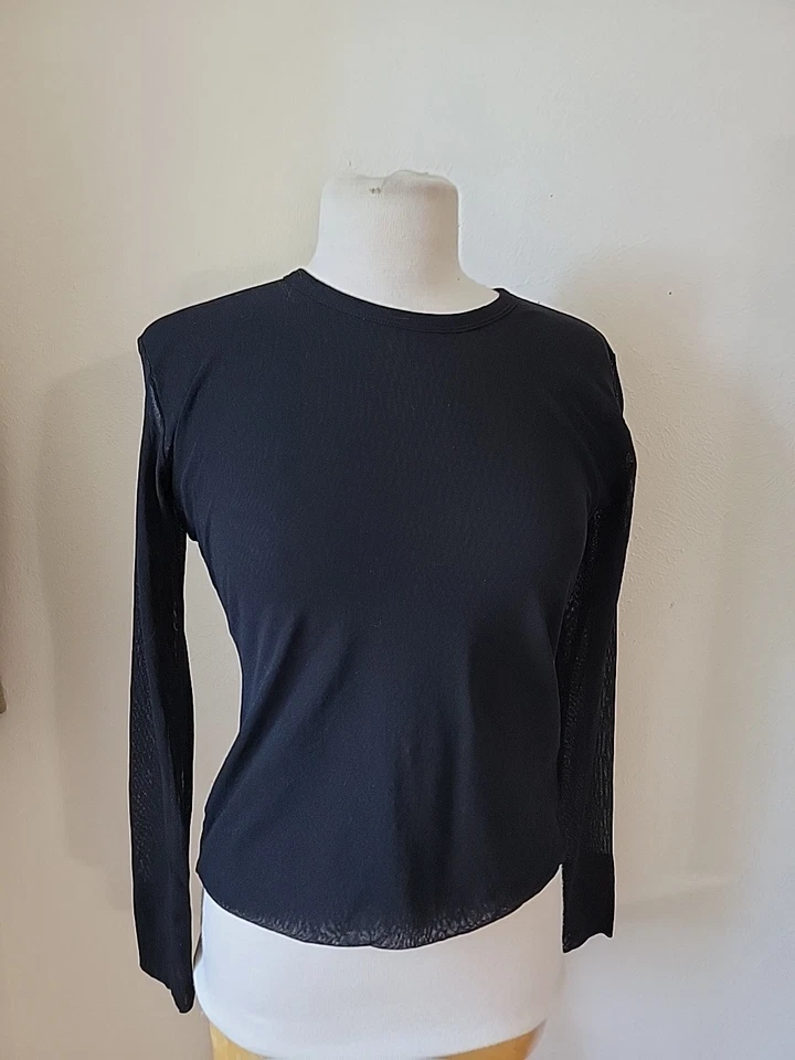 Top de malla negra vintage Y2k Hanky Panky doble malla grande elástico   Foto 1 de 4