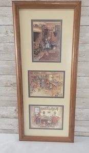 1996 Tasha Tudor acquerello originale Corgi Cottage biglietti di auguri incorniciati vintage - Foto 1 di 19