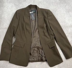 NWT Lafayette 148 New York Women’s Sz 8 Lapel Blazer Hook Closure Espresso Brown - Picture 1 of 14