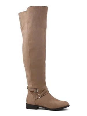 XOXO 女式米色缓冲圆头堆叠鞋跟拉链靴 7 M — 第 1/4 张图片