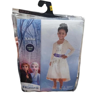 Anna Disney Frozen 2 Halloween Disfraz Niñas Talla Pequeña 4-6 Niño Vestido 2 Piezas NUEVO Foto 1 de 4