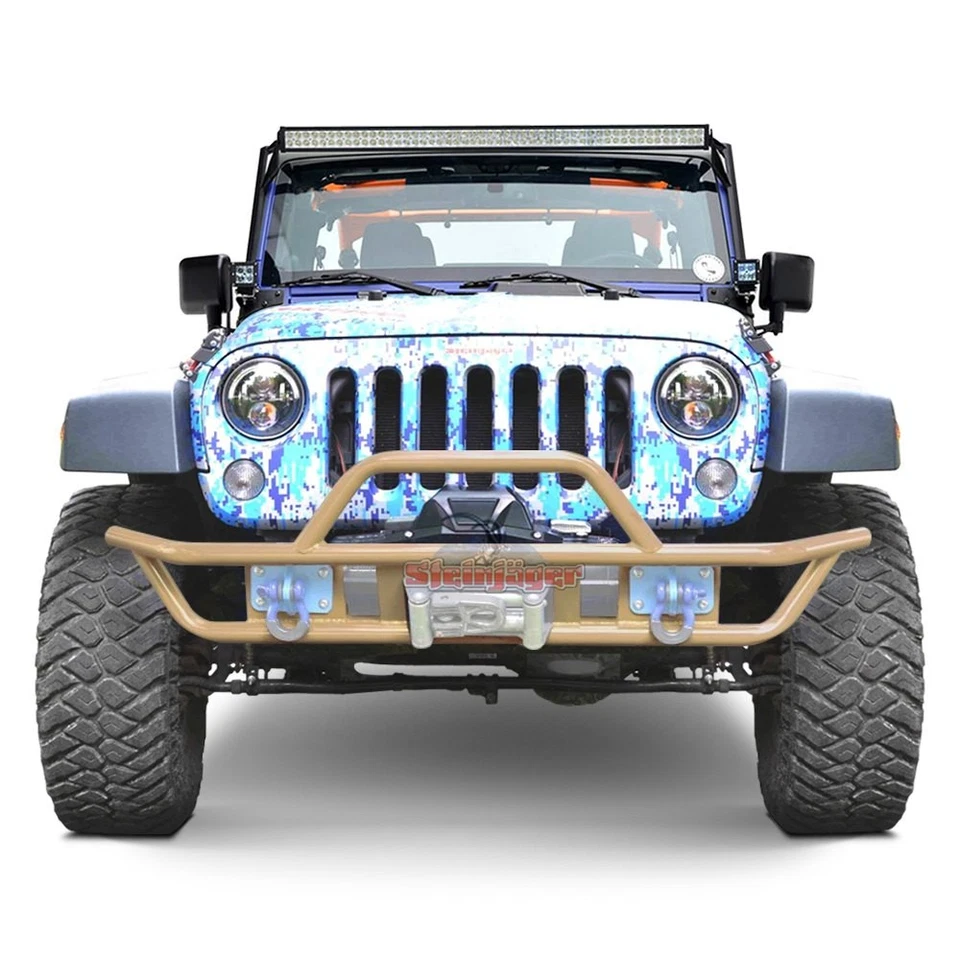 For Jeep Wrangler JK 18 Bumper Full Width Military Beige Front Winch Tubular Foto 1 de 1