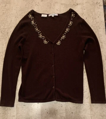 SUÉTER CÁRDIGAN Tejido Marca LouLou Marrón Manga 3/4 Embellecido Talla MDM Foto 1 de 4