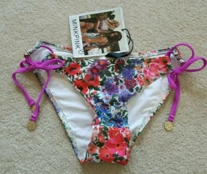 NWT MinkPink Floral Print with Loop Tie Side Bikini Swim Bottoms Sz Small - Picture 1 of 5