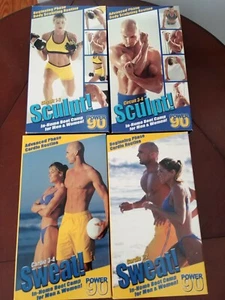 Power90 Sculpt & Sweat Lot 4 VHS Beach Body Exercise Fitness Gym Workout Videos - Picture 1 of 12