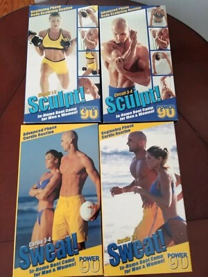 Power90 Sculpt & Sweat Lot 4 VHS Beach Body Exercise Fitness Gym Workout Videos - Image 1 of 4