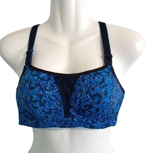 Maidenform Womens Cross-Back Blue Patterned Sports Bra Adjustable Straps Sz 36A - Picture 1 of 3