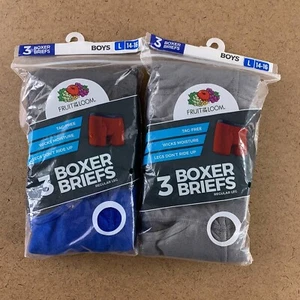 Fruit Of The Loom Boxer Brief Lot Of 2 Boys 3 Pack Cotton Underwear L 14-16 New - Picture 1 of 6