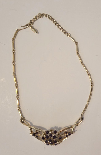 VETEMENTS Collana girocollo catena regolabile fiore viola strass tono oro 14”