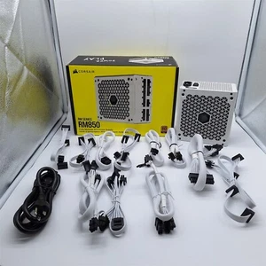 CORSAIR RM Series, White, RM850, 850W, 80 Plus Gold Fully Modular -NOT WORKING- - Afbeelding 1 van 6