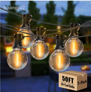 DAYBETTER Outdoor String Lights, 50ft, with 25 G40 Edison Vintage Bulbs, Waterpr - Picture 1 of 6
