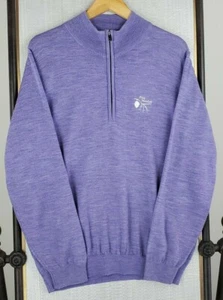 FOOTJOY Size Medium 100% Wool Lavender Heather Golf Sweater Mens Blue 1/4 Zip - Picture 1 of 12