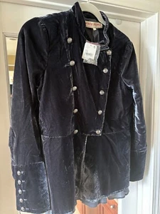 CHAQUETA ABRIGO FREE PEOPLE MUJER TERCIOPELO NEGRO/ÉBANO TALLA XS - Imagen 1 de 3