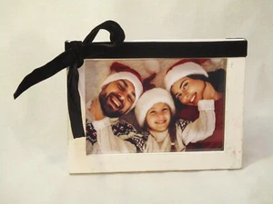 5x7" MDF Photo Picture Frame White Free Standing Black Ribbon Country Cottage - Picture 1 of 12