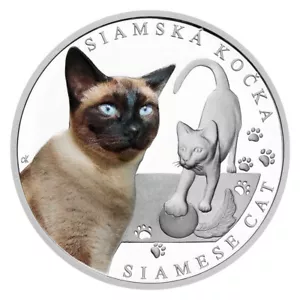 2024 Niue Cat Breeds Siamese Cat Proof 1oz Silver Coin - Picture 1 of 5
