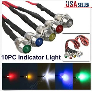 10 PIEZAS Luz Indicadora LED Coche Barco 12V 8mm Piloto Panel de Tablero Advertencia Lámpara Única - Imagen 1 de 9