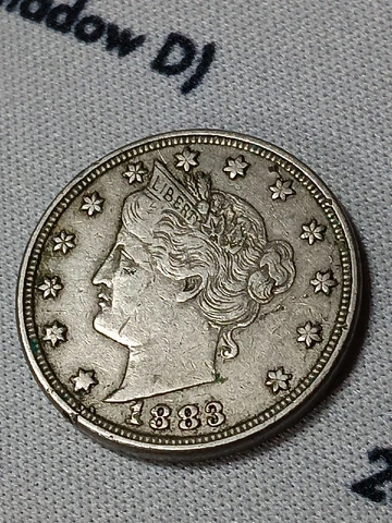 👉1883 - NO CENTS - Liberty V Nickel XF++ Coin Cover