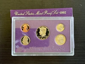 1992-S Proof USA Coin Set w/Envelope & COA - 1c, 5c, 10c, 25c, 50c - ME1412 - Picture 1 of 4