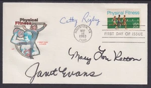 Cathy Rigby, Janet Evans & Mary Lou Retton, US Olympians, signed Fitness FDC - Picture 1 of 1