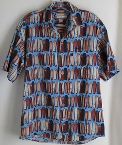 REALLY COOL Men's duke kahanamoku hawaiian shirt Sz M Silk Cotton SURF BOARDS - Picture 1 of 8