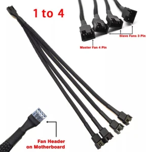Lüfter Verteiler Splitter 1x Buchse 4x Stecker PWM Y Kabel 4 PIN Adapter - Bild 1 von 3