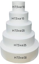 Set 4 Basi Tondo Polistirolo Ø10-15-25-30 H 7,5 cm per Torte Compleanni e Party