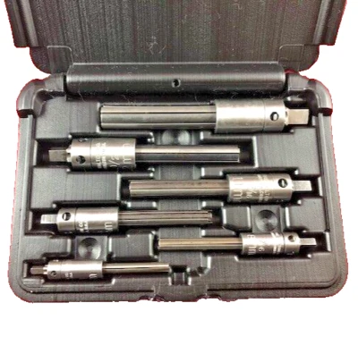 Walton 18002 6 pc Tap Extractor Set  1/4"-5/8" 4 FL SAE  NC NF Metric w/ Case - Image 1 of 4