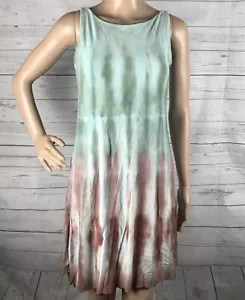 Barbara Sophia Sommerkleid XS hellblau braun Batik Bio Bambus Boho Chic weich - Bild 1 von 12