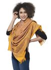 Women's Faux Pashmina Silk Paisley Kashmiri Design Shawls, Stoles Wrap Mustard