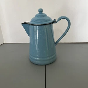 Granitgeschirr Emaillegeschirr blau & weiß 10" Vintage antik Kaffeekanne - Bild 1 von 10