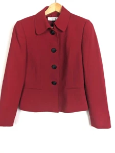 Chaqueta Blazer Tahari Arthur Levine Roja Mujer Talla 10 Manga Larga Botón Delantero. - Imagen 1 de 8