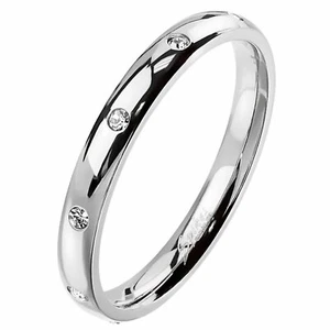 Eternity Anniversary Ring Stainless Steel Cubic Zirconia Wedding Band Sizes 5-10 - Picture 1 of 5