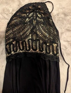 Maxi abito donna Nicole Miller nero con marrone taglia 10 - Foto 1 di 4